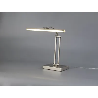 Horam 1 Arm Table Lamp. 1 x 6W LED, 3000K, 470lm, Satin Nickel, 3yrs Warranty