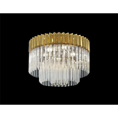 Brass Clear Sculpted Glass 60cm Round Ceiling Pendant Light