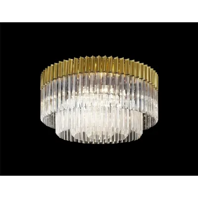 Aldershot 80cm Ceiling Round 12 Light E14, Brass Clear Sculpted Glass, Item Weight: 28.4kg