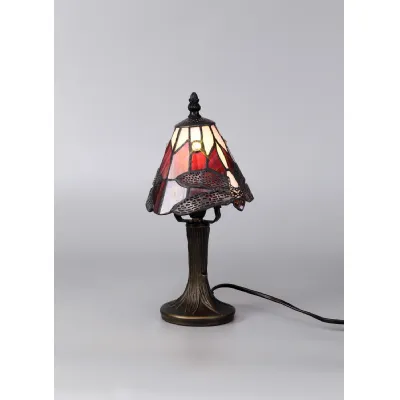 Hitchin Tiffany Table Lamp, 1 x E14, Black Gold, Purple Pink Crystal Shade