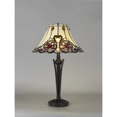 Park Royal Tiffany Table Lamp, 2 x E27, Red Orange Crystal Black