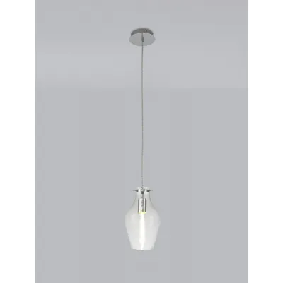 Witham Pendant 17cm Round, 1 x E27, Chrome And Clear