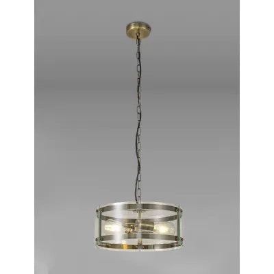 Midhurst Pendant, 2 Light E27, Antique Brass