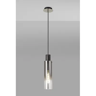 Black Chrome Adjustable E27 Single Pendant Smoke Fade Shade