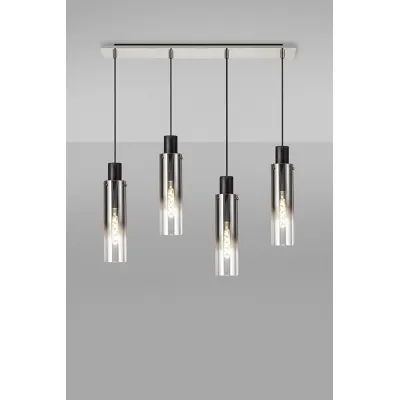 Black Polished Chrome 4 Light Adjustable Linear Pendant