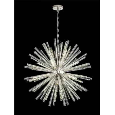 Dalston 16 Light E27, Round Pendant Polished Nickel Clear Glass