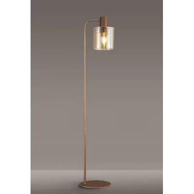 Islington Large Floor Lamp, 1 Light E27, Mocha Amber Glass