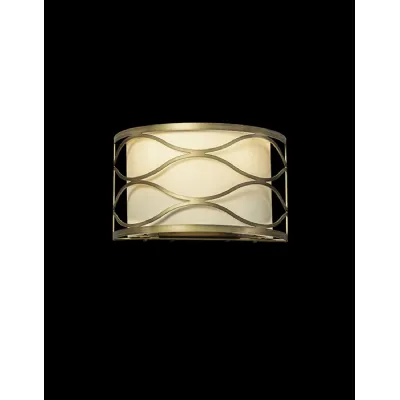 Hornsey Wall Lamp 2 Light E14 Aged Gold Cream Fabric Shade