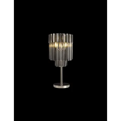 Aldershot 30 x H65cm Table Lamp 3 Light E14, Polished Nickel Smoke Sculpted Glass