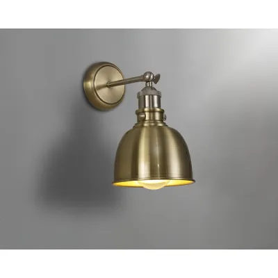 Savoy Adjustable Wall Lamp, 1 x E27, Satin Nickel Antique Brass Gold