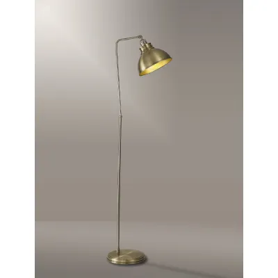 Savoy Adjustable Floor Lamp, 1 x E27, Satin Nickel Antique Brass Gold