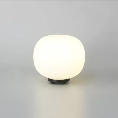 Sevenoaks Small Oval Ball Table Lamp 1 Light E27 Matt Black Base With Frosted White Glass Globe