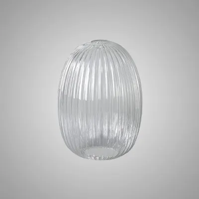 Epsom 20cm Almond Ribbed Glass (F), Clear
