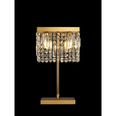 Boreham 30x10cm Rectangular Table Lamp, 2 Light E14, Gold Crystal