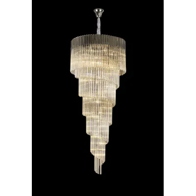 Nickel Cognac 90cm 31 Light 7 Tier Sculpted Glass Pendant