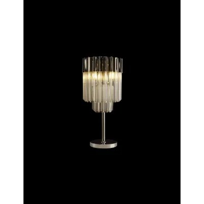 Aldershot 30 x H65cm Table Lamp 3 Light E14, Polished Nickel Cognac Sculpted Glass