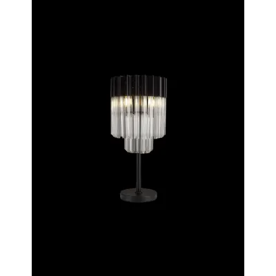 Aldershot 30 x H65cm Table Lamp 3 Light E14, Matt Black Clear Sculpted Glass