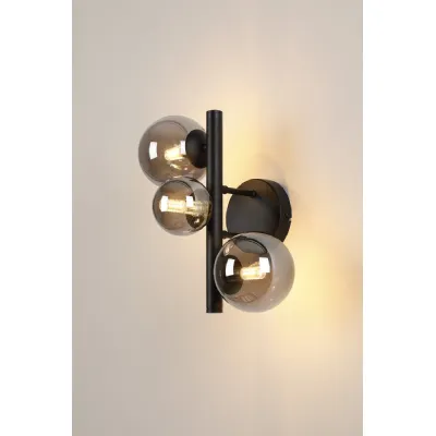 Tenterden Wall Lamp, 3 x G9, Satin Black, Smoke Plated Glass