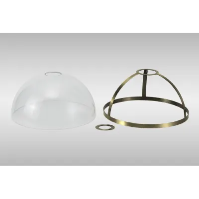 Sandy Round 30cm Antique Brass Clear Glass Shade (E), With Metal Trim