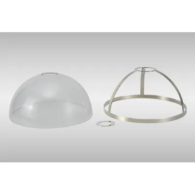 Sandy Round 30cm Polished Nickel Clear Glass Shade (E), With Metal Trim