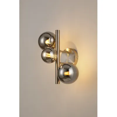 Tenterden Wall Lamp, 3 x G9, Satin Nickel, Chrome Plated Glass