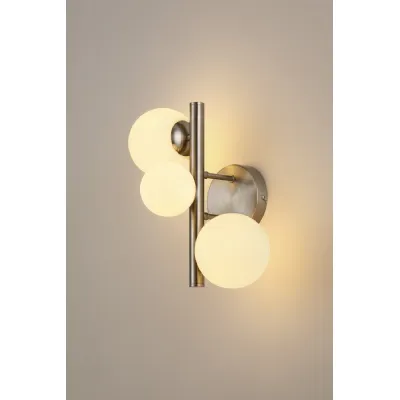 Tenterden Wall Lamp, 3 x G9, Satin Nickel, Opal Glass