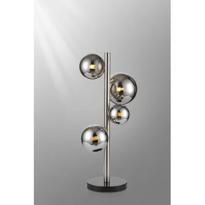 Tenterden Table Lamp, 4 x G9, Satin Nickel, Chrome Plated Glass