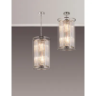 Erith 2 Tier Pendant, 3+3 x E14, Polished Nickel Clear