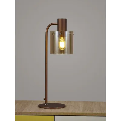 Islington Large Table Lamp, 1 Light E27, Mocha Amber Glass