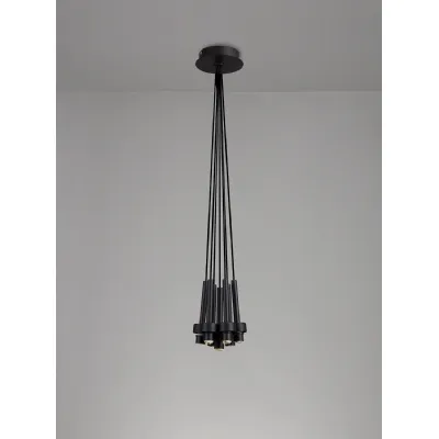 Abingdon Satin Black 7 Light G9 Universal 1.5m Cluster Pendant, Suitable For A Vast Selection Of Glass Shades