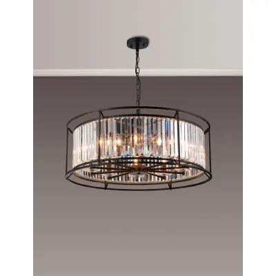 Erith Pendant, 10 x E14, Satin Black Clear