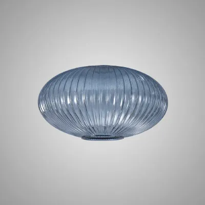 Epsom 30cm Oval Sphere Ribbed Glass (G), Petrol Blue
