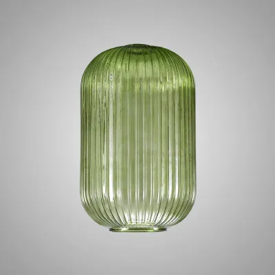 Epsom 20cm Tubular Ribbed Glass (D), Green