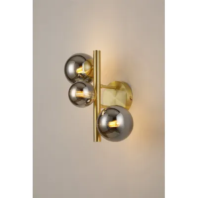 Tenterden Wall Lamp, 3 x G9, Satin Gold, Chrome Plated Glass