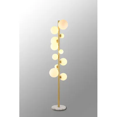 Tenterden Floor Lamp, 11 x G9, Satin Gold, Opal Glass