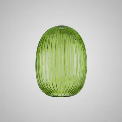 Epsom 20cm Almond Ribbed Glass (F), Green