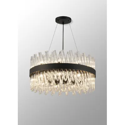 Brighton 60cm 18 Light G9, Pendant Round, Satin Black Clear Item Weight: 16.81kg