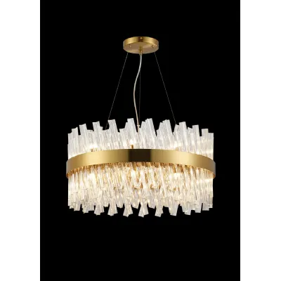 Brass Clear 60cm Round Pendant Light 18 G9 Lamp Holders