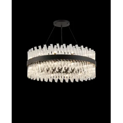 Satin Black Clear 80cm Pendant Light 24 G9 Lamp Holders