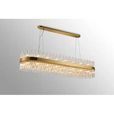 Brass Clear 1.5m Oblong Pendant 36 G9 Lamp Sockets