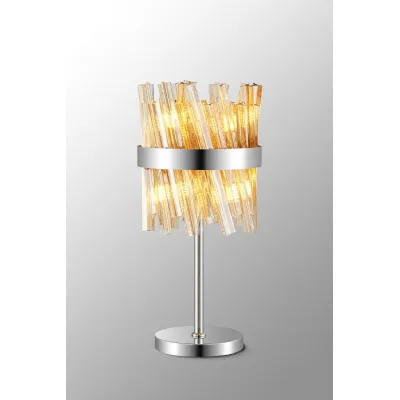 Brighton 6 Light G9, Table Lamp, Polished Nickel Amber