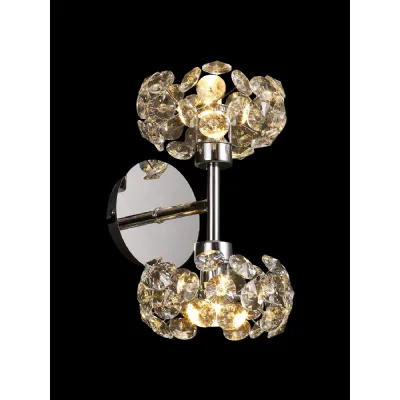 Chrome 2 Light G9 Switched Up Down Wall Lamp Crystal Shades