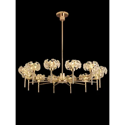 Camden 12 Light G9 Telescopic Light With French Gold And Crystal Shade