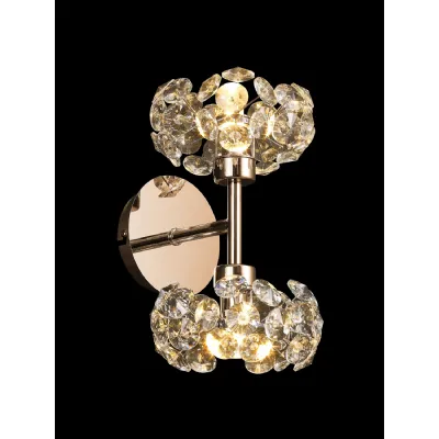 Camden 2 Light G9 Switched Up Down Wall Lamp With French Gold And Crystal Shade
