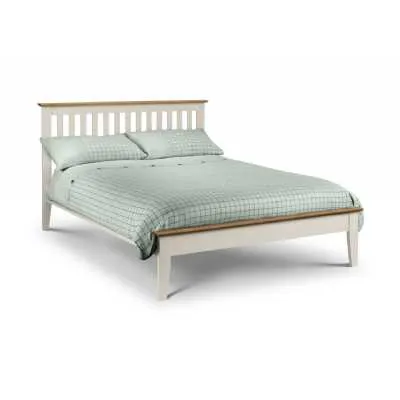 Ivory Lacquered Shaker Style King Size 5ft 150cm Bed Frame Oak Cappings Two Tone