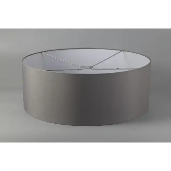 Sigma Round Cylinder, 600 x 220mm Faux Silk Fabric Shade, Grey White Laminate