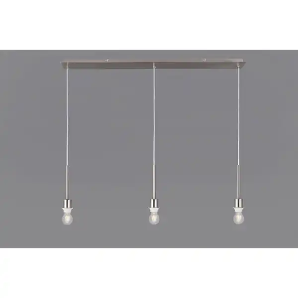 Baymont Satin Nickel 3 Light E27 Universal 3m Linear Pendant, Suitable For A Vast Selection Of Shades