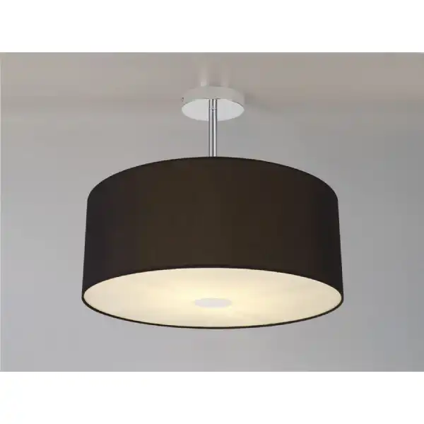 Baymont Polished Chrome 3 Light E27 Semi Flush c w 500 Dual Faux Silk Fabric Shade, Black Green Olive And 500mm Frosted PC Acrylic Diffuser