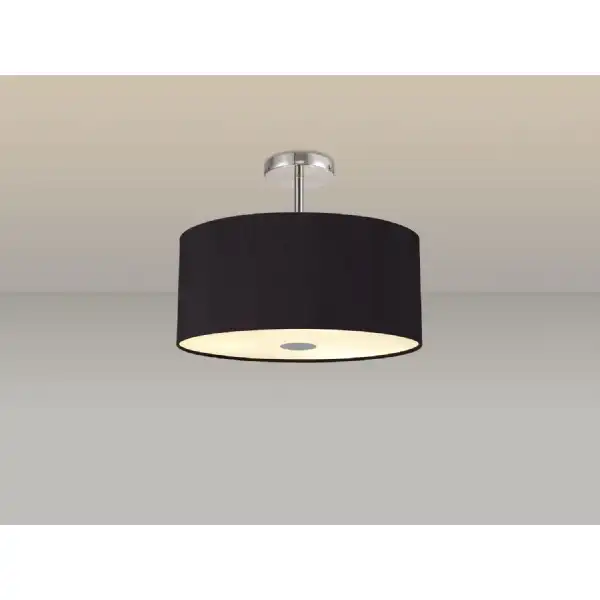 Baymont Polished Chrome 5 Light E27 Drop Flush Ceiling Fixture c w 400mm Dual Faux Silk Shade, Black Green Olive And Frosted PC Acrylic Diffuser