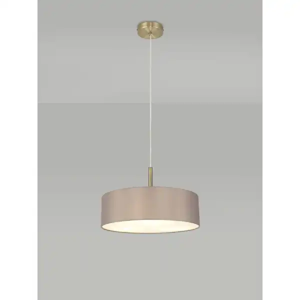 Baymont Antique Brass 3m 5 Light E27 Single Pendant, c w 450mm Faux Silk Shade, Grey